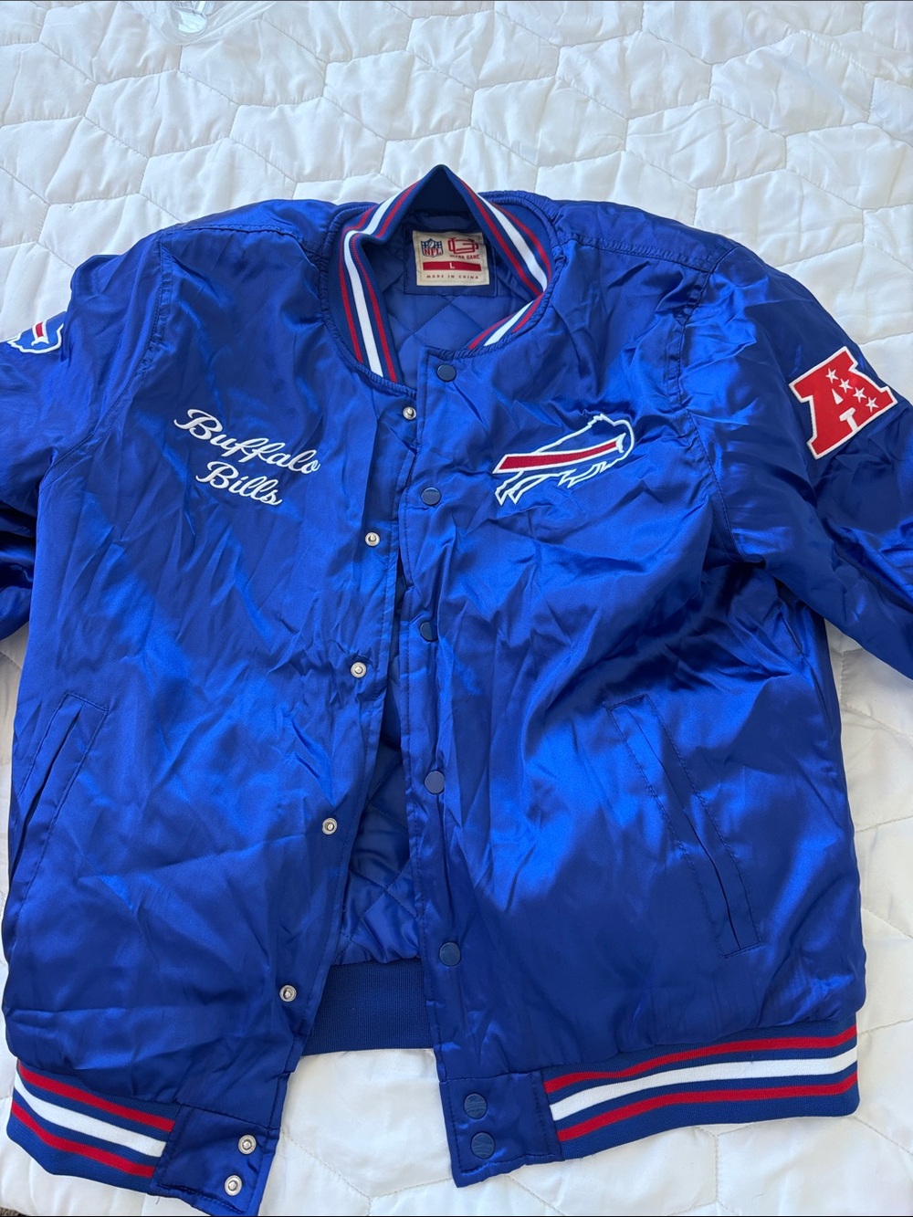 Buffalo Bills Blue Satin Team Jacket - NFL Licensed